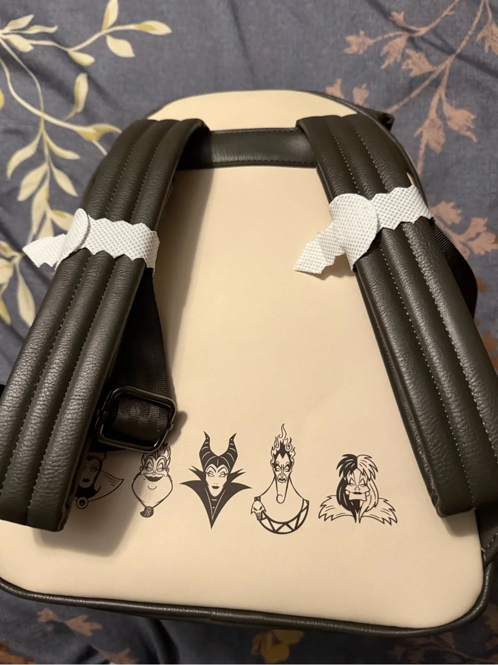 Loungefly Black and Cream Illustrated Patch Backpack with Front Pocket